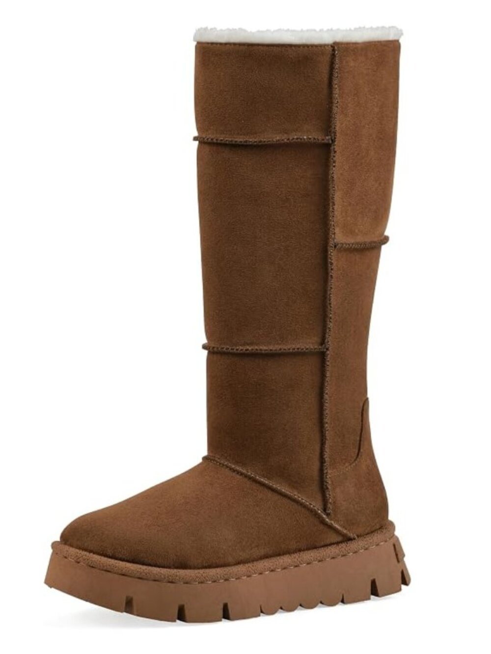 White Mountain Tru Chestnut Faux Suede Knee High Platform Boots Size 7 M NWT